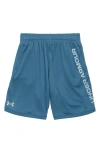 Under Armour Kids' Ua Stunt 3.0 Performance Athletic Shorts In Static Blue / Harbor Blue