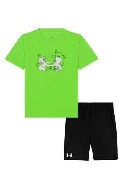 Under Armour Kids' Ua Tech™ Graphic T-shirt & Shorts Set In Hyper Green
