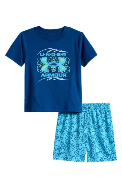 Under Armour Babies'  Kids' Ua Tech T-shirt & Shorts Set In Blue