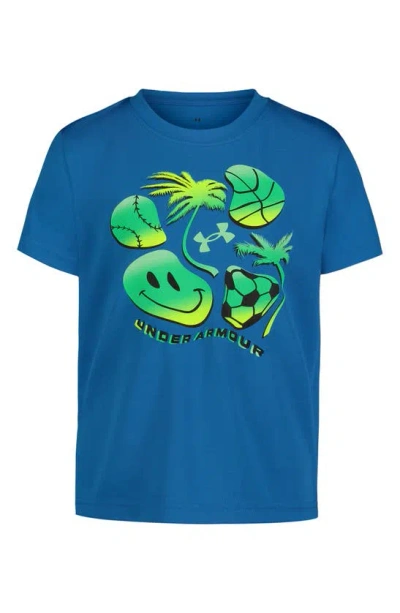 Under Armour Kids' Ua Tech™ Warped Smile Performance Graphic T-shirt In Photon Blue