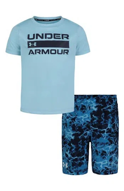 Under Armour Kids' Water Camo Graphic Swim T-shirt & Shorts Set In Stream