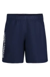 UNDER ARMOUR UNDER ARMOUR KIDS' WOVEN WORDMARK PERFORMANCE ATHLETIC SHORTS