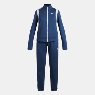 Under Armour Kids' Knit Girls' Tracksuit Blackout Navy In Blue