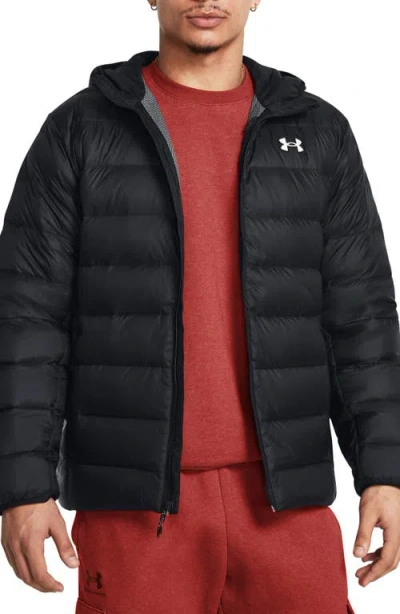 Under Armour Legend Down Hooded Performance Puffer Jacket In Black