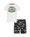 Under Armour Little And Toddler Boys 2-piece Get Soaked Short Sleeve T-shirt And Volley Shorts Set In White Multi