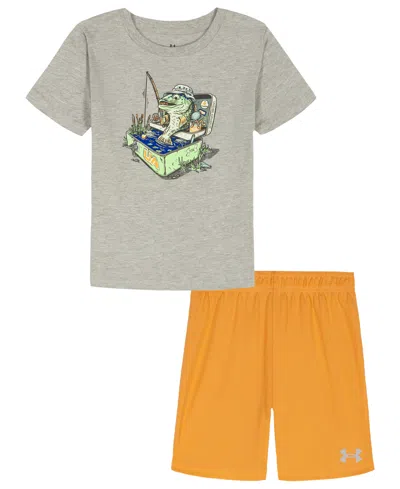 Under Armour Kids' Little Boys' 4t-7 Graphic T-shirt And Shorts, 2-piece Set In Brown