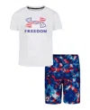 Under Armour Little Boys Freedom Camo Short Sleeve T-shirt Volley Swimsuit, 2-piece Set In White