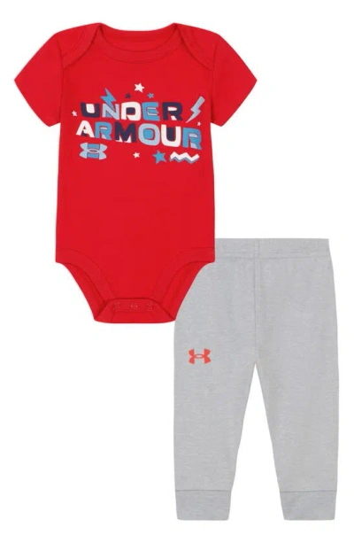 Under Armour Babies'  Logo Bodysuit & Joggers Set In Red