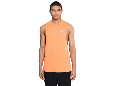 Under Armour Logo Cutoff Tank Top In Orange