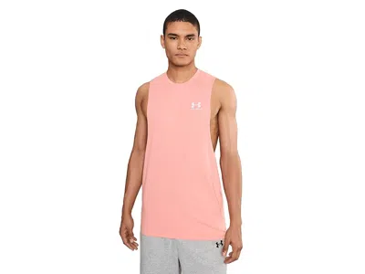 Under Armour Logo Cutoff Tank Top In Pink