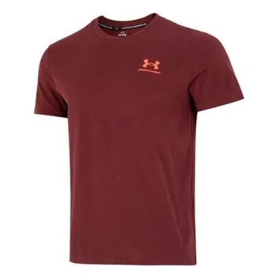 Under Armour Logo Embroidered Heavyweight Short Sleeve T-shirt 'burgundy' In Brown