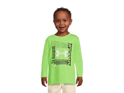 Under Armour Logo Frame Twist Tech Long Sleeve (little Kid) Boy's Workout Hyper Green : 4 Little Kid, Polyester