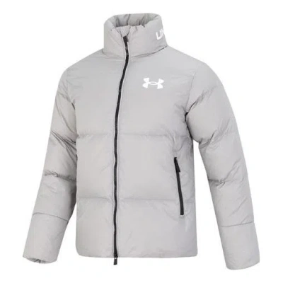 Under Armour Logo Puffer Jacket 'light Grey' In Gray