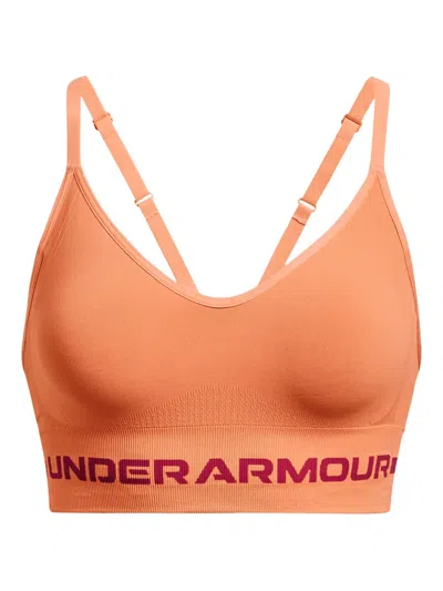 Under Armour Logo-underband Sports Bra In Orange