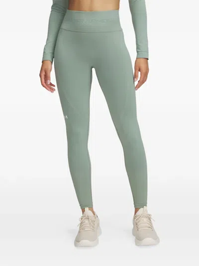Under Armour Logo-jacquard Ribbed Track Pants In Green
