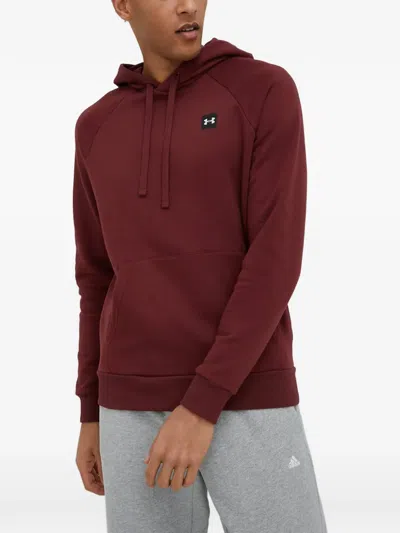 Under Armour Logo-patch Hoodie In Burgundy