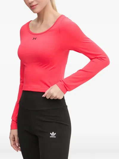 Under Armour Logo-print Cropped T-shirt In Pink