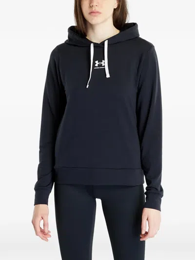 Under Armour Logo-print Drawstring Hoodie In Blue
