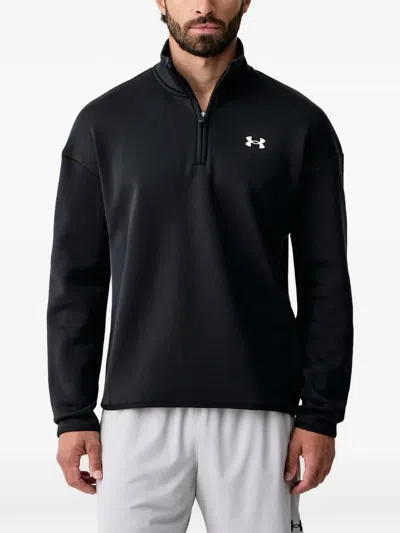 Under Armour Logo-print Quarter-zip Sweatshirt In Black