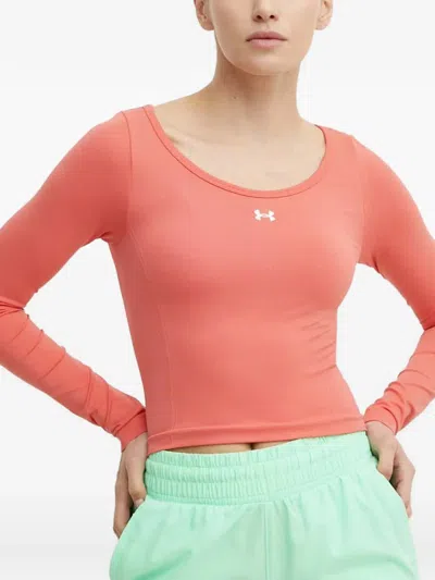 Under Armour Logo-print Scoop-neck Longsleeved T-shirt In Orange