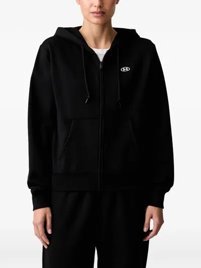 Under Armour Logo-print Zip-up Hoodie In Black