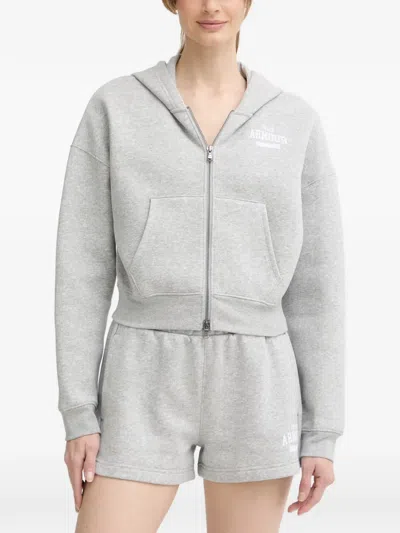 Under Armour Logo-print Zip-up Hoodie In Gray