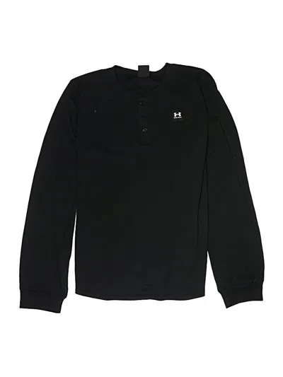 Pre-owned Under Armour Kids' Long Sleeve Henley Shirt In Black