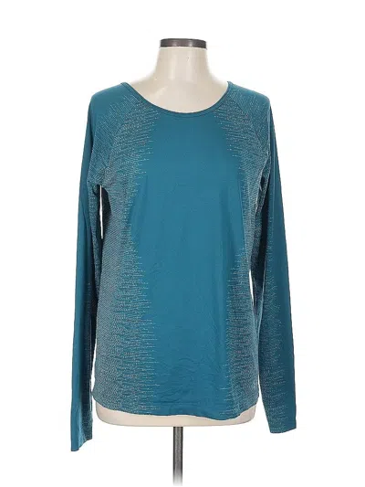 Pre-owned Under Armour Long Sleeve Top Teal Crew Neck Tops In Blue