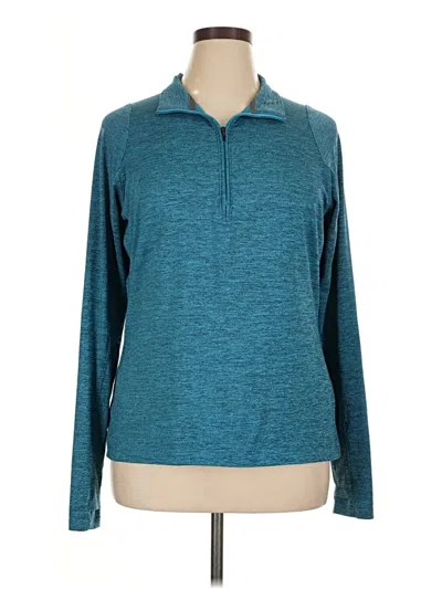 Pre-owned Under Armour Long Sleeve Top Teal Turtleneck Tops In Blue