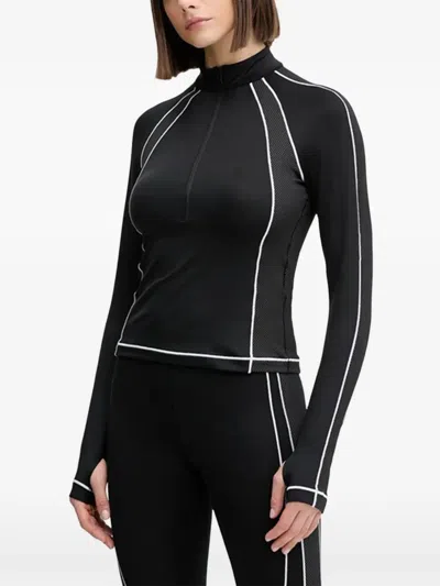 Under Armour Long-sleeve Piped-trim Top In Black