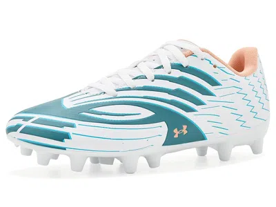 Under Armour Mach 1 Select Jr. Soccer Cleats (toddler/little Kid/big Kid) Boy's Shoes White/boundless Blue/orange
