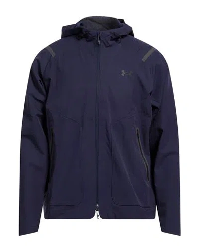 Under Armour Man Jacket Navy Size L Polyester, Elastane In Blue