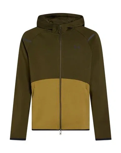 Under Armour Man Sweatshirt Military Green Size L Polyester, Cotton, Elastane In Multi