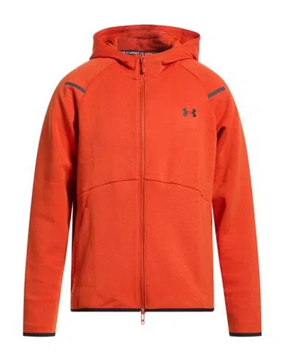Under Armour Man Sweatshirt Rust Size M Polyester, Cotton, Elastane In Red