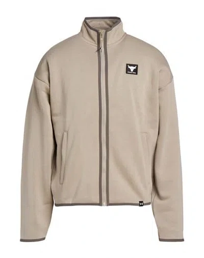 Under Armour Man Sweatshirt Taupe Size Xl Cotton, Polyester In Neutral