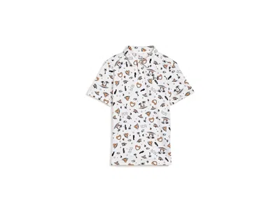Under Armour Matchplay Printed Golf Polo (big Kid) Boy's T Shirt White/orange Bloc/castlerock : Sm (8 Big Kid), P