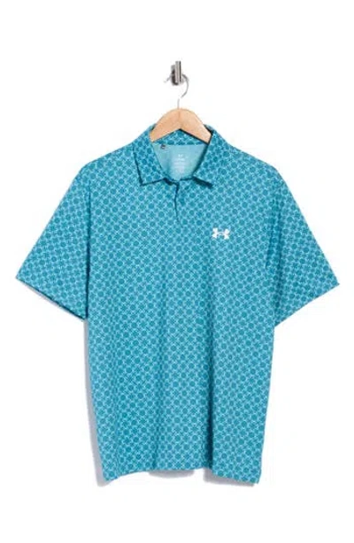 Under Armour Matchplay Printed Performance Polo In 467 Boundless Blue