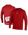UNDER ARMOUR MEN'S AND WOMEN'S UNDER ARMOUR RED WISCONSIN BADGERS 2024 ON-COURT BENCH UNITY PERFORMANCE LONG SLEE