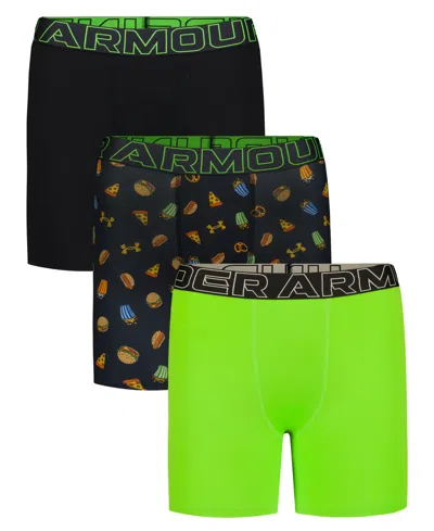 Under Armour Kids' Men's Athletic Performance Tech Boxer Briefs, 3-pack In Green