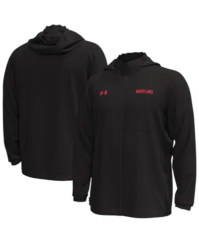 Under Armour Men's Black Maryland Terrapins Rival Stretch Woven Full-zip Hoodie Jacket