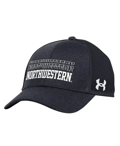Under Armour Men's Black Northwestern Wildcats 2024 Sideline Blitzing Trucker Adjustable Hat