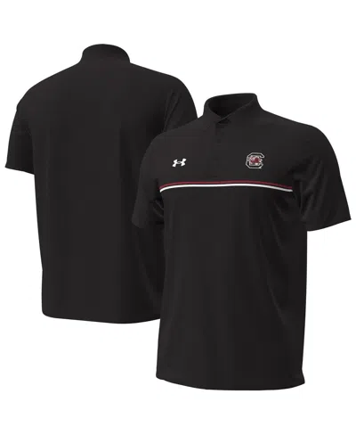 Under Armour Men's Black South Carolina Gamecocks Performance Drive Chest Stripe Polo Shirt