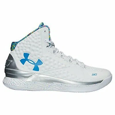 Pre-owned Under Armour Men's Curry 1 "splash Party" White/blue/grey Sz 8 1286288-100