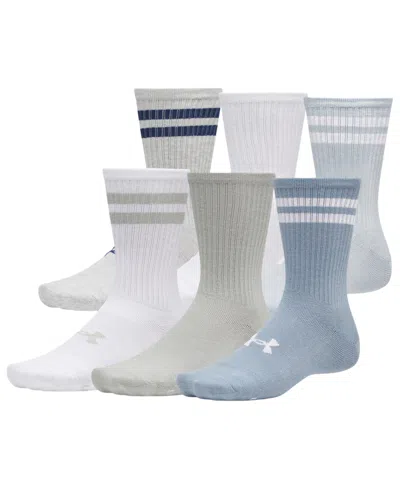 Under Armour Men's Essential Cushion 6-pack Crew Socks In Blue,white