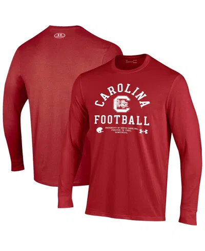 Under Armour Men's Garnet South Carolina Gamecocks 2025 Sideline Football Performance Cotton Long Sleeve T-shirt In Burgundy
