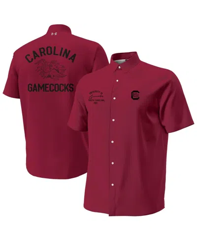 Under Armour Men's Garnet South Carolina Gamecocks Gameday Armourfuse Camp Button-up Shirt In Burgundy