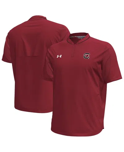 Under Armour Men's Garnet South Carolina Gamecocks Motivate Quarter-zip Performance Sweatshirt In Burgundy