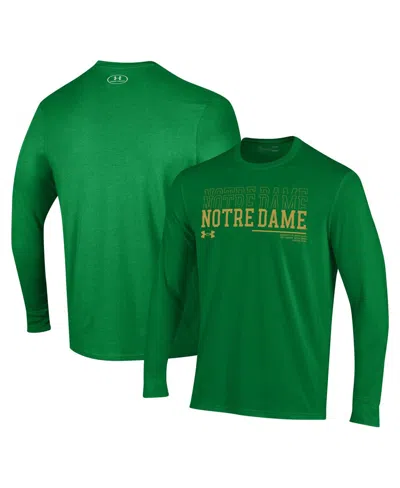 Under Armour Men's Green Notre Dame Fighting Irish 2024/25 Sideline Wordmark Rival Raglan Pullover Sweatshirt