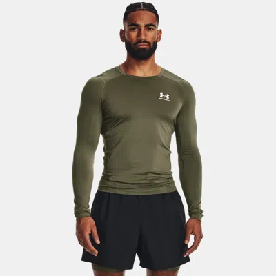 Under Armour Heatgear® Men's Long Sleeve Marine Od Green In White/marine Od Green