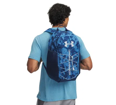 Under Armour Men's Hustle Sport 6.0 Backpack In Aegean Blue,blackout Navy,blue Fog